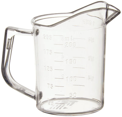 Winco PMU-25 1 Cup Measuring Cup with Raised Graduation Markings Polycarbonate Clear