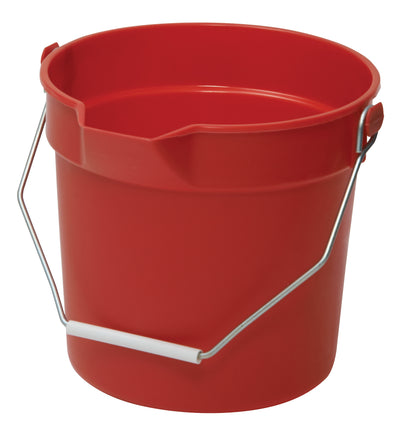 Winco UPP-14R 14 Quart Bucket with Pour Spout and Molded Graduations Red HDPE