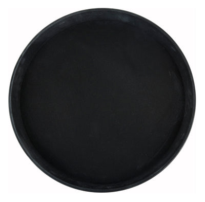 Winco 16" Round Non-Skid Serving Tray - Easy-Hold Black