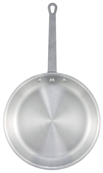 Winco AFP-10A 10 Inch Aluminum Fry Pan - Gladiator Natural Finish Riveted Handle Commercial