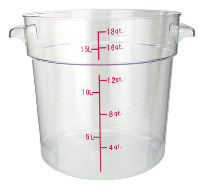 Winco PCRC-18 18 Qt Food Storage Container Round Stackable Polycarbonate Clear
