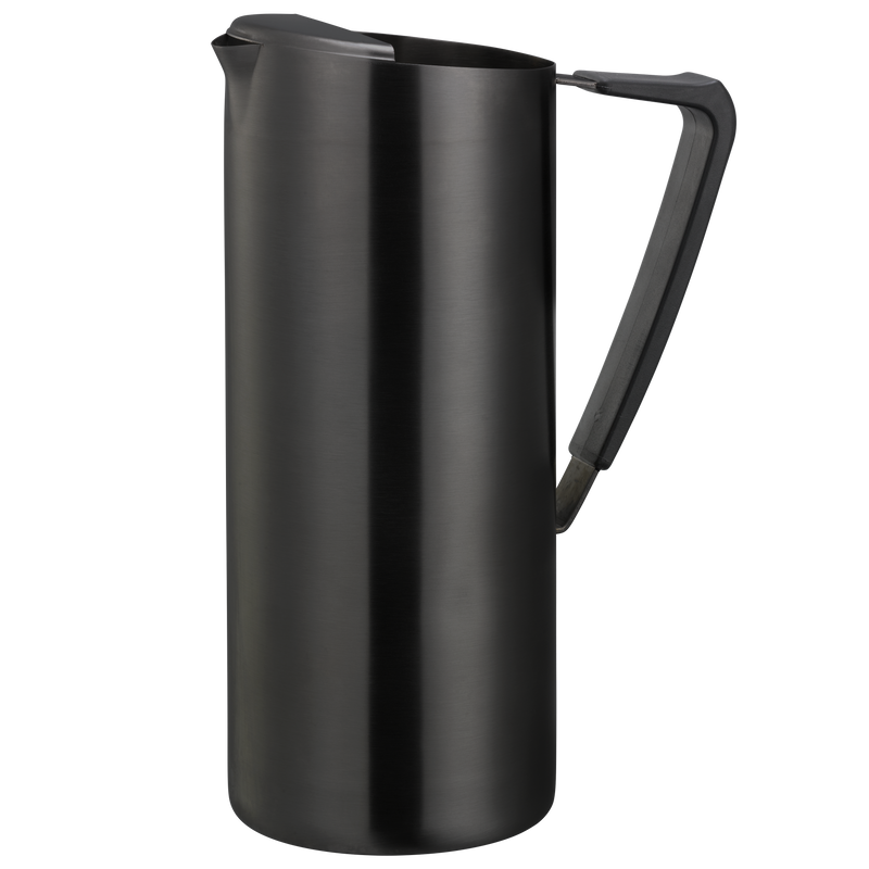 Slim 1.9-Liter Stainless Water Pitcher with Ice Guard in Black Onyx