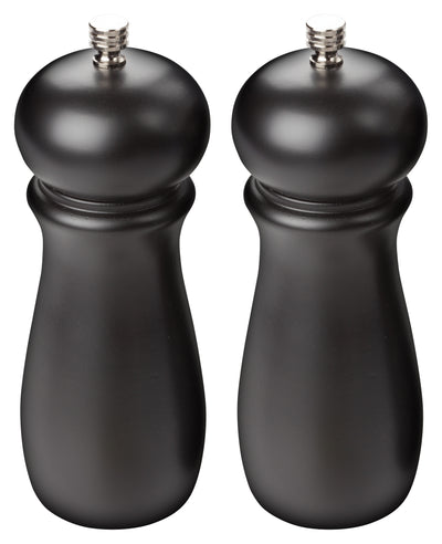 Winco SP-624 2-1/4 Inch Diameter Manual Pepper Mill Rubberwood Black Matte Finish
