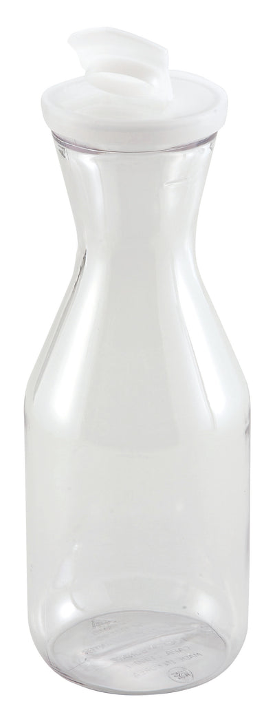 Winco PDT-10 1 Qt Polycarbonate Decanter with Flip-top Lid NSF