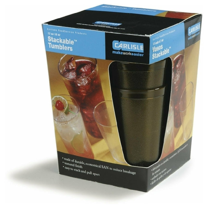 Carlisle 5212-813 12 Oz. Stackable Tumbler Amber Textured SAN Plastic