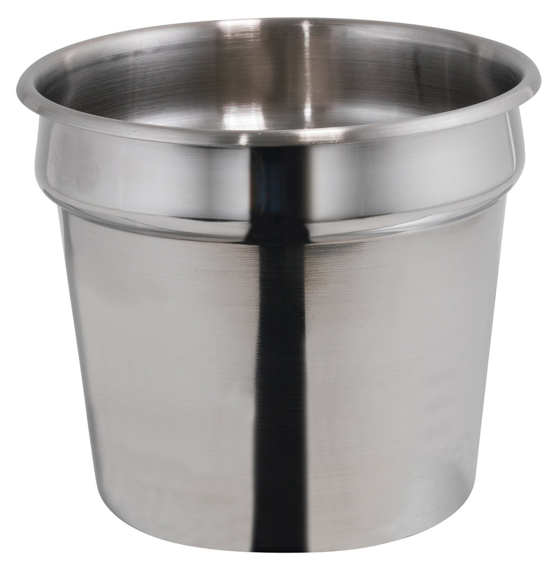 Winco INS-7.0M 7 Quart Round Stainless Steel Inset - Mirror Finish for Soup Wells Buffet