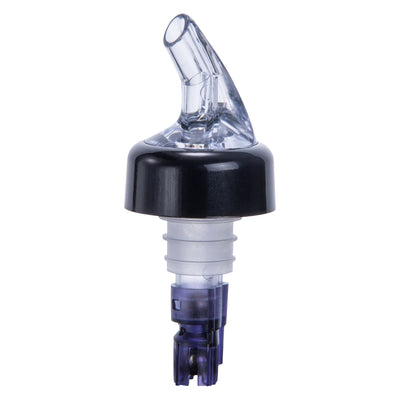 Winco PPA-113 1-1/8 Oz Liquor Pourer Clear Spout with Black Collar Plastic