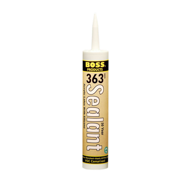 BOSS 142300, 36301 - 363-01 50 Year Sealant Acrylic Latex Caulk with Silicone, Cartridge, White, 10.3 oz