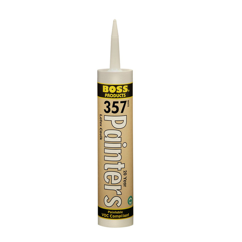 BOSS 142381, 35701 - 357-01 Acrylic Latex Contractor's Caulk, 20 year, Cartridge White, 10.1 oz