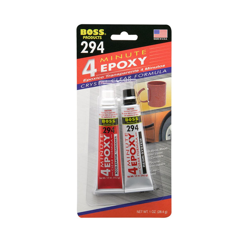 BOSS 04240CL10, 294-10 4 Minute Clear Epoxy (Clear)