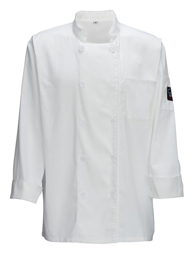 Winco UNF-5WXL Chef Jacket XL Universal Fit Double Breasted with Pockets White