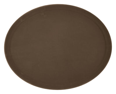 Winco TFG-2622N 26 Inch Serving Tray Non-Skid Oval Brown Fiberglass