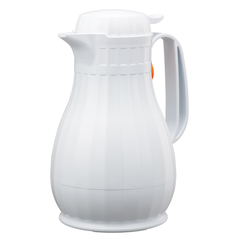 Eco-Serv™ Carafe 1.3-Liter Foam Lined Plastic Server with Push Button Lid in White