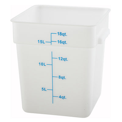 Winco PTSC-18 18 Qt Storage Container Square Built-in Handles Polypropylene