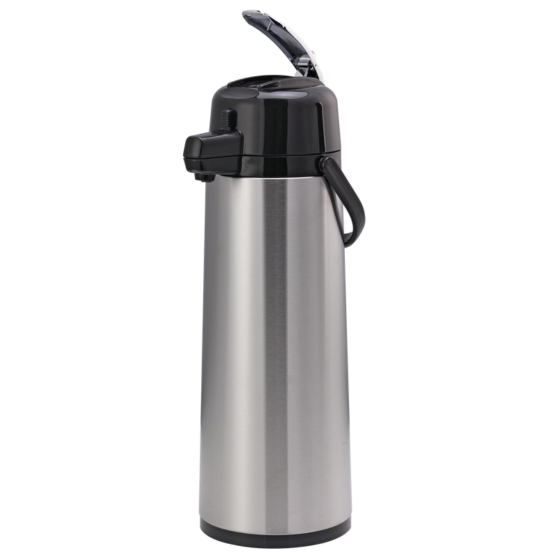 Eco-Air® 3-Liter Glass Vacuum Insulated Lever Lid Airpot in Brushed Stainless and Black