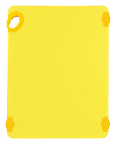 Winco CBK-1520YL 15 Inch Rectangular Cutting Board with Rubber Grip Hook Yellow Co-Polymer