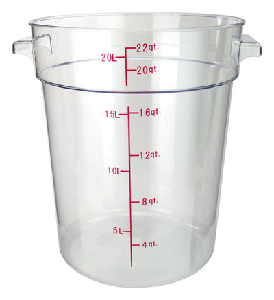 Winco PCRC-22 22 Quart Round Food Storage Container Dishwasher Safe Polycarbonate