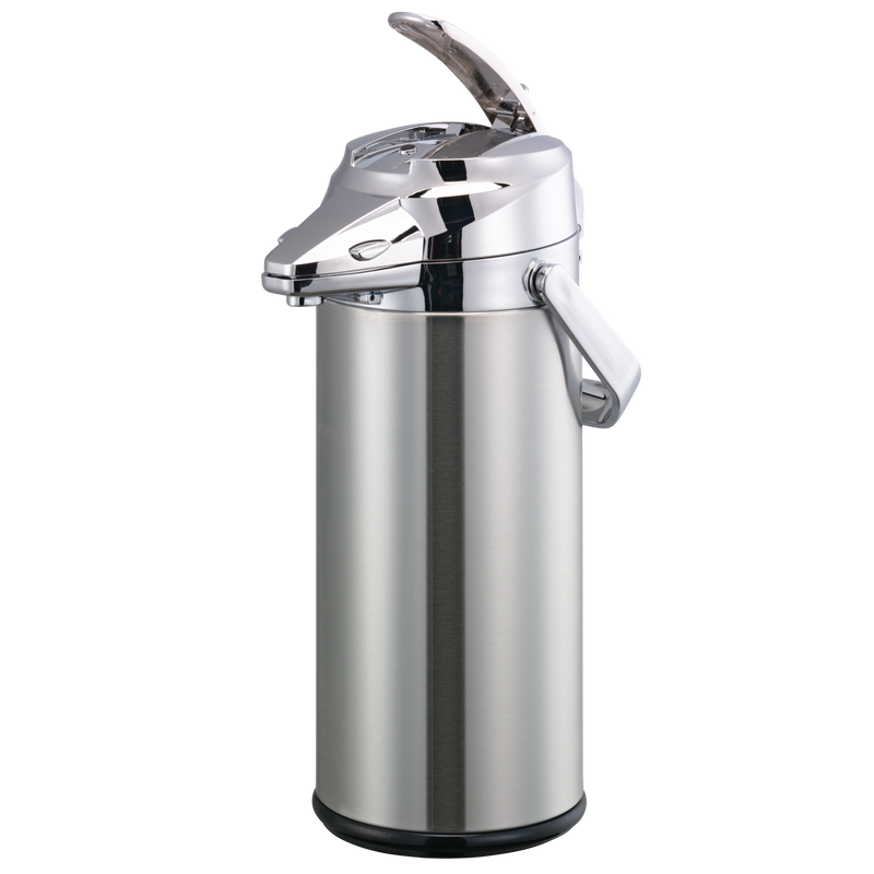Signa-Air 2.2-Liter Stainless Vacuum Insulated Airpot with Lever Pump Lid in Brushed Stainless and Chrome