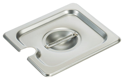 Winco SPCS 1/6 Size Slotted Steam Table Pan Cover - Stainless Steel with Handle
