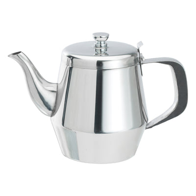 Winco JB2928 28 Oz Gooseneck Teapot Vented Lid Bakelite Handle Stainless Steel Mirror Finish