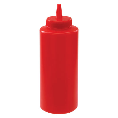 Winco PSB-12R 12 Oz Squeeze Bottle Red BPA Free Impact Resistant Plastic