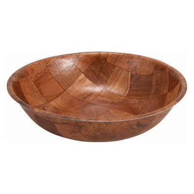 Winco WWB-6 6 Inch Diameter Round Salad Bowl Woven Wood Hand Wash