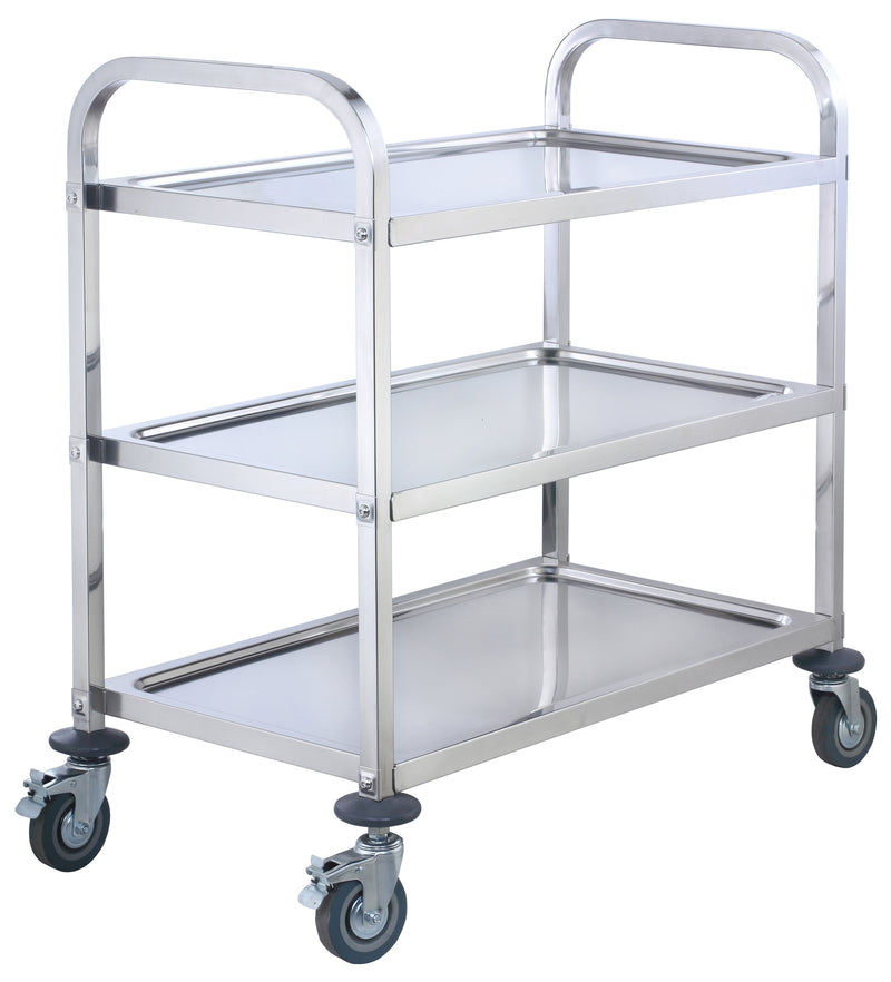 Winco SUC-50 37 Inch Wide 3-tier Stainless Steel Trolley with Wheels