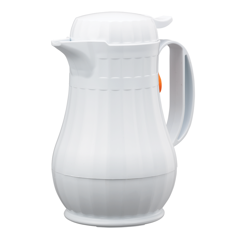 Eco-Serv™ Carafe 0.6-Liter Foam Lined Plastic Server with Push Button Lid in White
