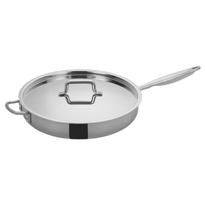 Winco TGET-7 7 Quart Induction Ready Sauté Pan with Cover and Helper Handle