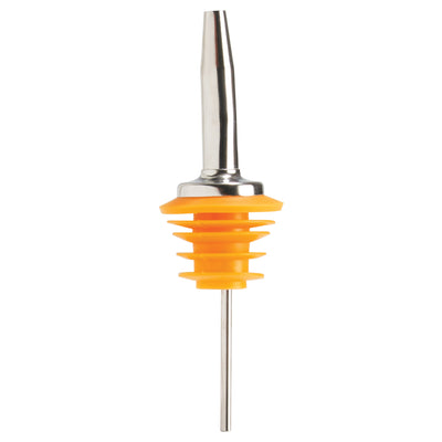 Winco PPM-6 Liquor Pourer Medium Flow Chrome Yellow Plastic Stopper