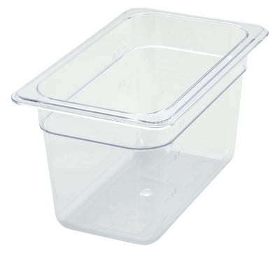 Winco SP7406 10 Inch Clear Polycarbonate Food Pan 1/4 Size with Dishwasher Safe