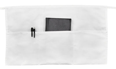 Winco WA-1221W 21-3/4 Inch Length White Waist Apron with 3 Pockets Cotton Poly Blend
