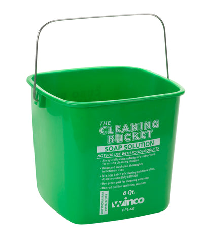 Winco PPL-6G 6 Qt Cleaning Bucket Polypropylene Green for Soap Solution