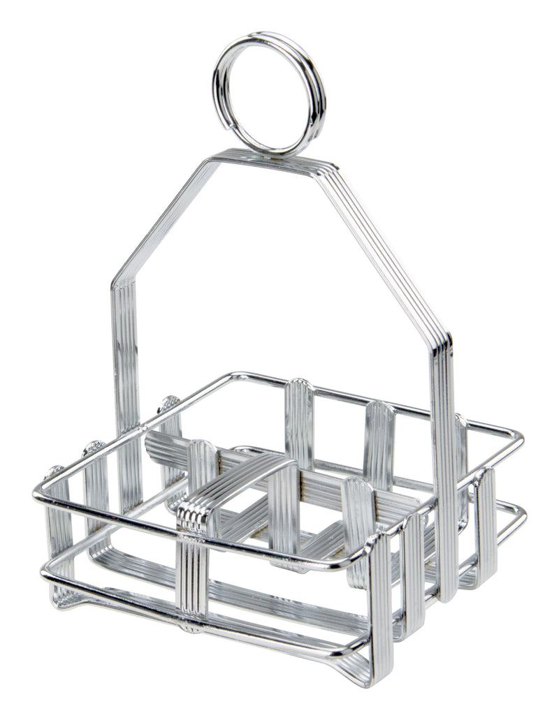 Winco WH-7 12 Inch Sugar Packet Holder Cruet Rack - Chrome for Salt Pepper Shakers Tabletop