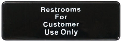 Winco SGN-317 9 Inch Restrooms Information Sign Compliance Black White