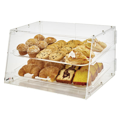 Winco ADC-2 21 Inch Acrylic Countertop Display Case - 2 Tray Self-Service with Rear Door
