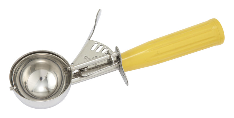 Winco ICD-20 2 Oz Ice Cream Disher Thumb Press Stainless Steel Yellow Handle