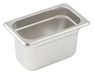 Winco SPJP-904 6-3/4 Inch Stainless Steel Steam Table Pan 1/9 Size Anti-jamming