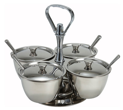 Winco RS-4 8 Oz Relish Server Stainless Steel 4 Compartments with Durable Design