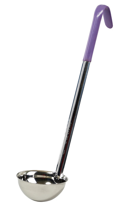 Winco LDC-6P 6 Oz Color-Coded Ladle Ergonomic Handle Stainless Steel Purple