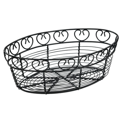 Winco WBKG-10O 10 Inch Wire Oval Bread and Fruit Basket Black