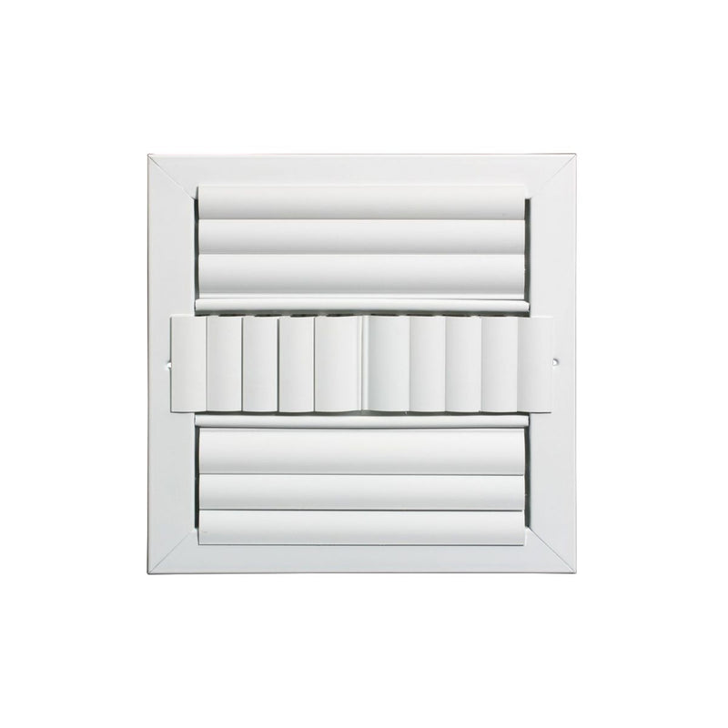 Grille Tech CL4M1010, 10x10 4-Way Air Register, White Aluminum Sidewall & Ceiling Air Vent with Multi-Shutter Damper