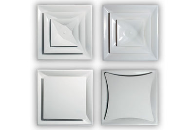 Grille Tech SCFIU2424-3, 24x24 Ceiling Diffuser, White Steel Ceiling Air Vent