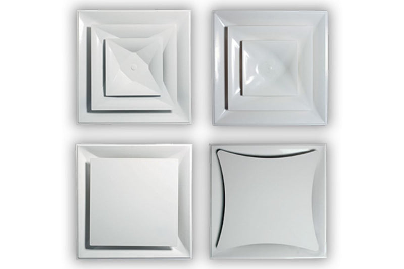 Grille Tech SCFIU2424-3, 24x24 Ceiling Diffuser, White Steel Ceiling Air Vent
