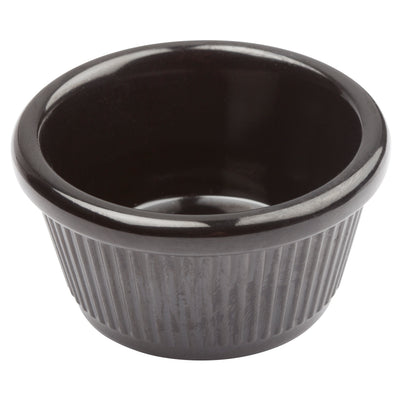 Winco RFM-4K 4 Oz Fluted Ramekin Melamine Black Heat Resistant Dishwasher Safe