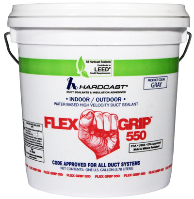 Hardcast/Carlisle 304132, Flex-Grip 550 Water Based Duct Sealant, Grey, 1 Gallon Pail