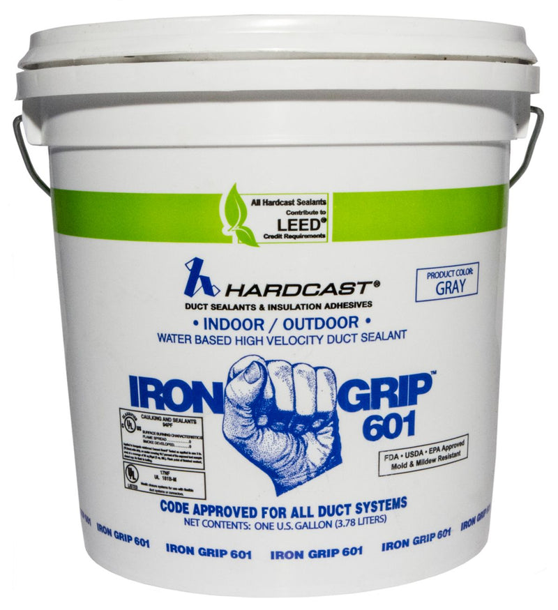 Hardcast/Carlisle 304135, Iron-Grip 601 Flexible Water Based Duct Sealant. Grey, 1 Gallon Pail