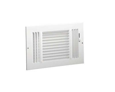 Hart & Cooley 043874, 14x4 3-Way Air Register, White Steel Sidewall & Ceiling Air Vent with Multi-Shutter Damper, 683 Series