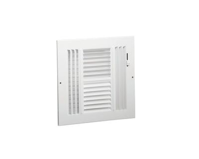Hart & Cooley 043892, 12x12 4-Way Air Register, White Steel Sidewall & Ceiling Air Vent with Multi-Shutter Damper, 684 Series