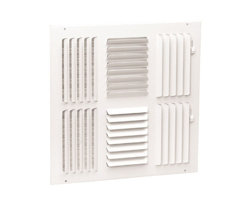 Hart & Cooley 013470, 12x12 4-Way Air Register, White Steel Sidewall & Ceiling Air Vent, 304 Series
